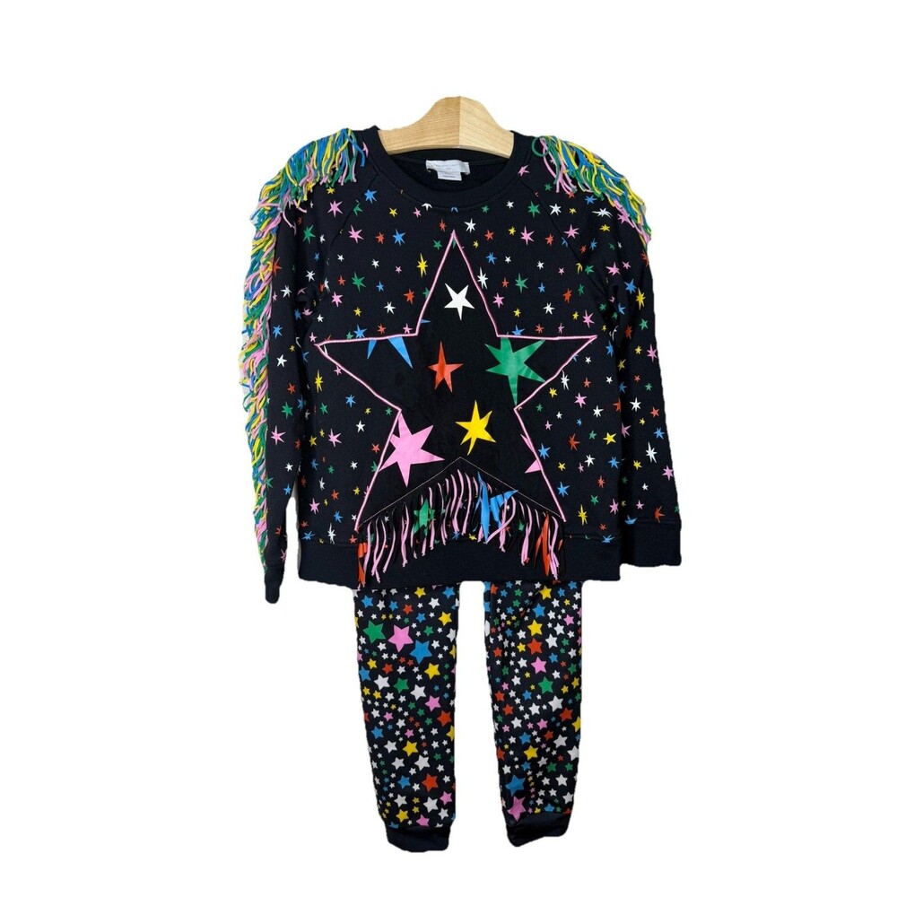 Stella McCartney Kids Multicolor Star Fringe Sweatshirt Sz 10 yr 2 pc pants set